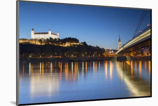 Bratislava Castle, St Martin's Cathedral and New Bridge at Dusk, Bratislava, Slovakia-Ian Trower-Mounted Photographic Print