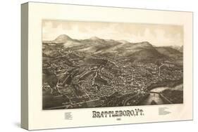 Brattleboro, Vermont - Panoramic Map-Lantern Press-Stretched Canvas