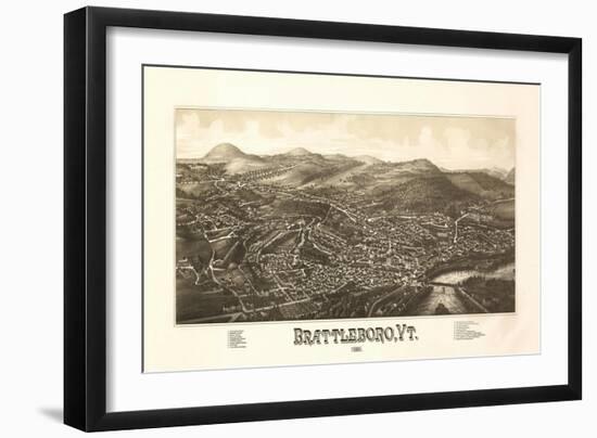 Brattleboro, Vermont - Panoramic Map-Lantern Press-Framed Art Print