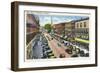 Brattleboro, Vermont, View of Main Street-Lantern Press-Framed Art Print