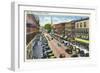 Brattleboro, Vermont, View of Main Street-Lantern Press-Framed Art Print