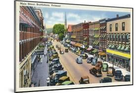 Brattleboro, Vermont, View of Main Street-Lantern Press-Mounted Art Print