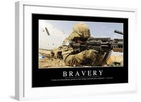 Bravery: Inspirational Quote and Motivational Poster-null-Framed Photographic Print