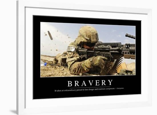 Bravery: Inspirational Quote and Motivational Poster-null-Framed Photographic Print