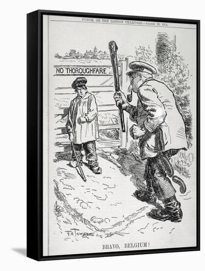 Bravo Belgium! from 'Punch' Magazine, Vol CXLVII P.143, Pub. August 12th, 1914-Frederick Henry Townsend-Framed Stretched Canvas