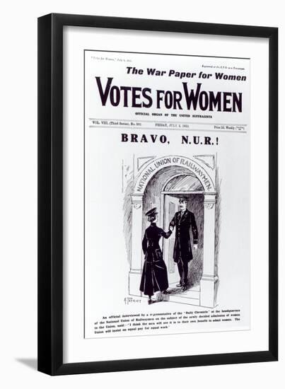 Bravo, N.U.R!, Front Cover of Votes For Women, July 2nd 1915-null-Framed Giclee Print