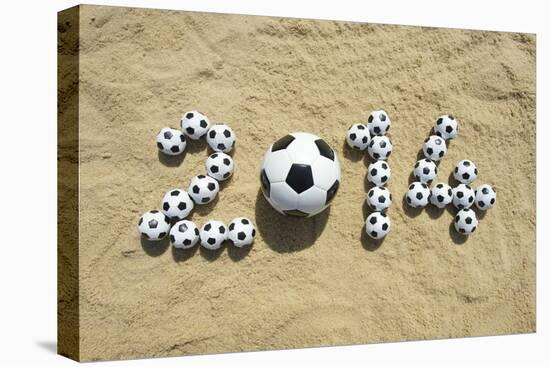 Brazil 2014 Soccer Football World Cup Message on Sand-LazyLlama-Stretched Canvas