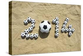 Brazil 2014 Soccer Football World Cup Message on Sand-LazyLlama-Stretched Canvas