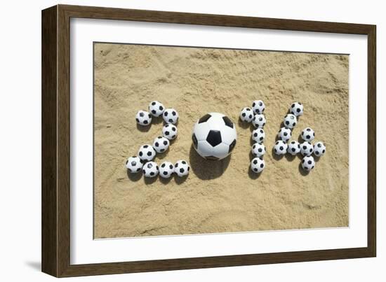 Brazil 2014 Soccer Football World Cup Message on Sand-LazyLlama-Framed Photographic Print