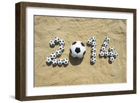 Brazil 2014 Soccer Football World Cup Message on Sand-LazyLlama-Framed Photographic Print