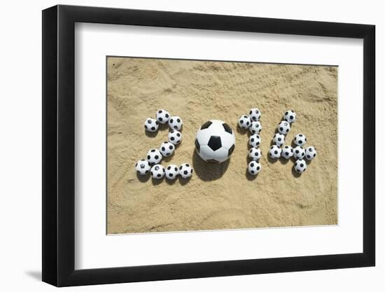 Brazil 2014 Soccer Football World Cup Message on Sand-LazyLlama-Framed Photographic Print