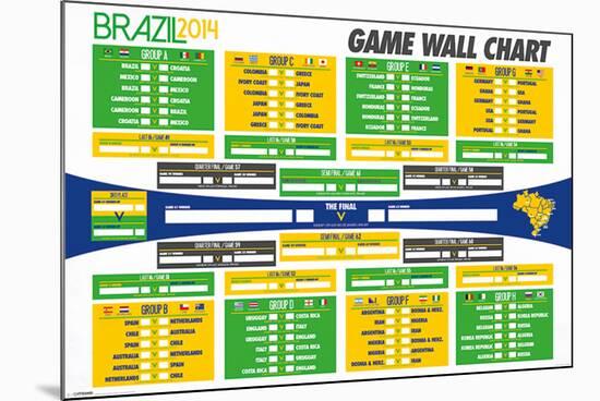 Brazil 2014 World Cup Wall Chart-null-Mounted Poster