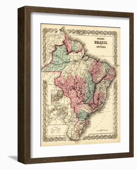 Brazil and Guayana - Panoramic Map-Lantern Press-Framed Art Print