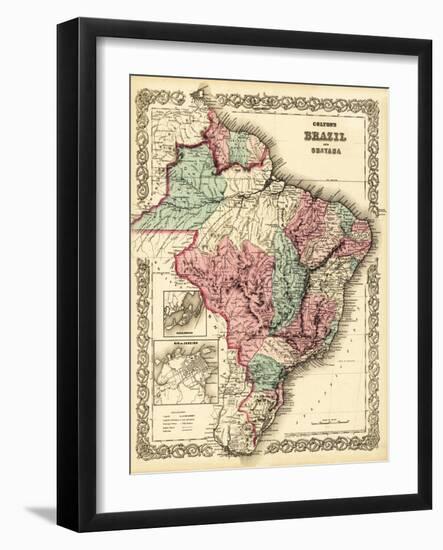 Brazil and Guayana - Panoramic Map-Lantern Press-Framed Art Print