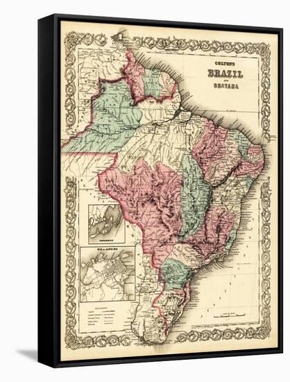 Brazil and Guayana - Panoramic Map-Lantern Press-Framed Stretched Canvas