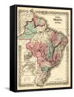 Brazil and Guayana - Panoramic Map-Lantern Press-Framed Stretched Canvas