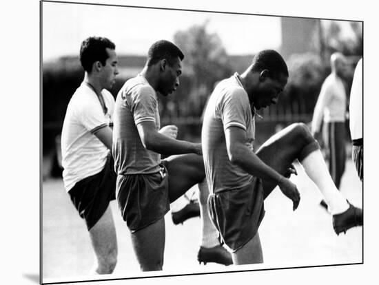 Brazil and Santos Football Star Pele Walks Along Tarmac Arriving at Ringway from London Airport-null-Mounted Photographic Print