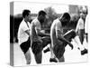 Brazil and Santos Football Star Pele Walks Along Tarmac Arriving at Ringway from London Airport-null-Stretched Canvas
