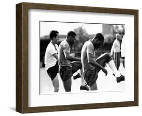 Brazil and Santos Football Star Pele Walks Along Tarmac Arriving at Ringway from London Airport-null-Framed Photographic Print