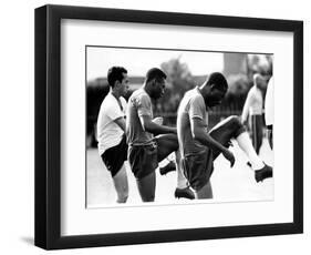 Brazil and Santos Football Star Pele Walks Along Tarmac Arriving at Ringway from London Airport-null-Framed Photographic Print