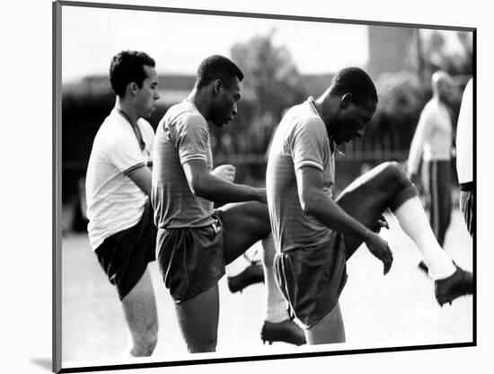 Brazil and Santos Football Star Pele Walks Along Tarmac Arriving at Ringway from London Airport-null-Mounted Photographic Print