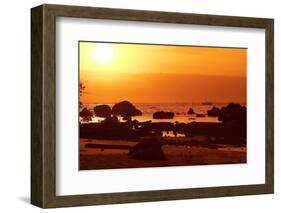 Brazil, Bahia, Island Morro De Sao Paulo, Beach, Rock, Sea, Sunset-Chris Seba-Framed Photographic Print