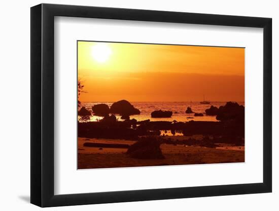 Brazil, Bahia, Island Morro De Sao Paulo, Beach, Rock, Sea, Sunset-Chris Seba-Framed Photographic Print