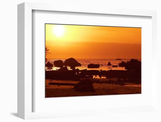 Brazil, Bahia, Island Morro De Sao Paulo, Beach, Rock, Sea, Sunset-Chris Seba-Framed Photographic Print