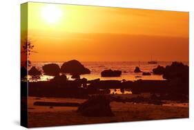 Brazil, Bahia, Island Morro De Sao Paulo, Beach, Rock, Sea, Sunset-Chris Seba-Stretched Canvas