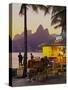 Brazil, City of Rio de Janeiro, Beach Bar at the Ipanema Beach with a view of the Morro Dois Irmaos-Karol Kozlowski-Stretched Canvas