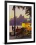 Brazil, City of Rio de Janeiro, Beach Bar at the Ipanema Beach with a view of the Morro Dois Irmaos-Karol Kozlowski-Framed Photographic Print