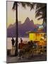 Brazil, City of Rio de Janeiro, Beach Bar at the Ipanema Beach with a view of the Morro Dois Irmaos-Karol Kozlowski-Mounted Photographic Print