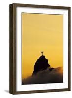 Brazil, City of Rio de Janeiro, Sunset view of the Christ the Redeemer and Corcovado Mountain.-Karol Kozlowski-Framed Photographic Print