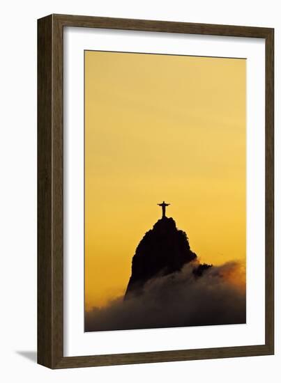 Brazil, City of Rio de Janeiro, Sunset view of the Christ the Redeemer and Corcovado Mountain.-Karol Kozlowski-Framed Photographic Print