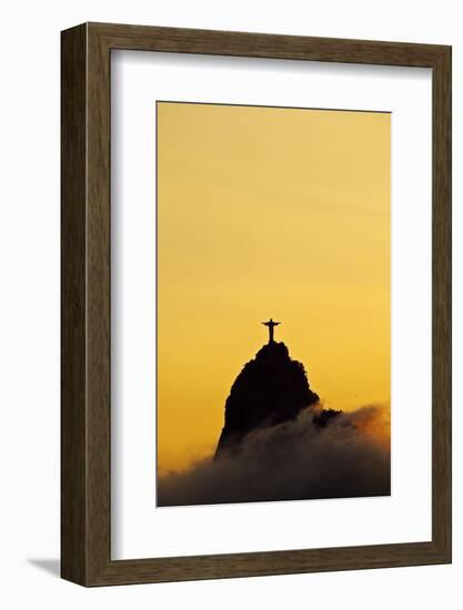 Brazil, City of Rio de Janeiro, Sunset view of the Christ the Redeemer and Corcovado Mountain.-Karol Kozlowski-Framed Photographic Print