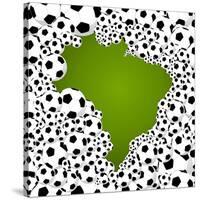 Brazil Country Shape Soccer Balls-cienpies-Stretched Canvas