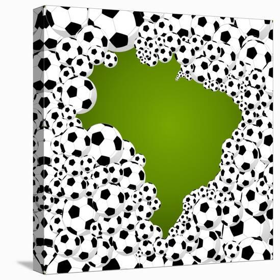 Brazil Country Shape Soccer Balls-cienpies-Stretched Canvas