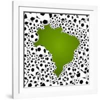 Brazil Country Shape Soccer Balls-cienpies-Framed Art Print