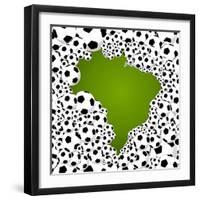 Brazil Country Shape Soccer Balls-cienpies-Framed Art Print