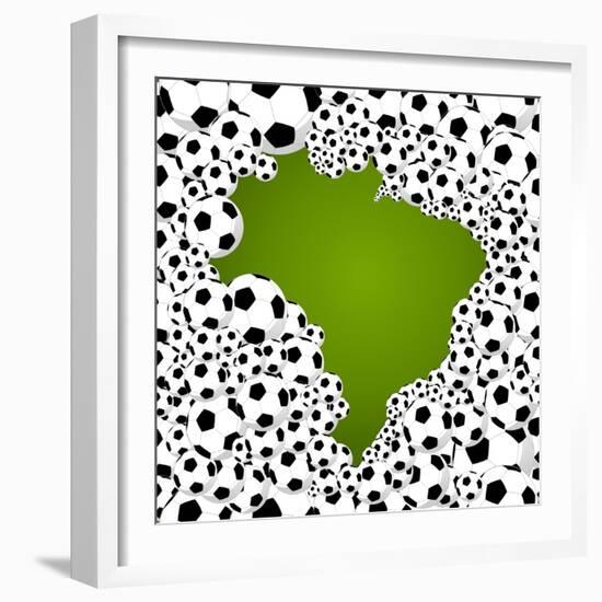 Brazil Country Shape Soccer Balls-cienpies-Framed Art Print