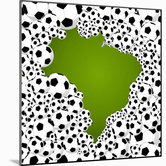 Brazil Country Shape Soccer Balls-cienpies-Mounted Art Print
