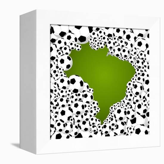 Brazil Country Shape Soccer Balls-cienpies-Framed Stretched Canvas