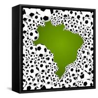 Brazil Country Shape Soccer Balls-cienpies-Framed Stretched Canvas