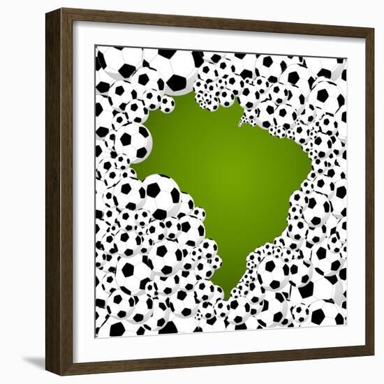 Brazil Country Shape Soccer Balls-cienpies-Framed Premium Giclee Print