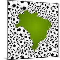 Brazil Country Shape Soccer Balls-cienpies-Mounted Premium Giclee Print