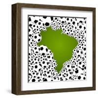 Brazil Country Shape Soccer Balls-cienpies-Framed Art Print