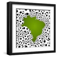 Brazil Country Shape Soccer Balls-cienpies-Framed Art Print