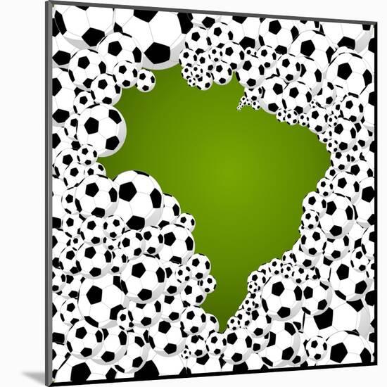 Brazil Country Shape Soccer Balls-cienpies-Mounted Art Print