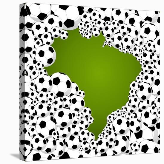 Brazil Country Shape Soccer Balls-cienpies-Stretched Canvas