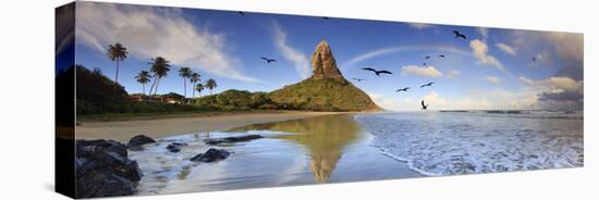 Brazil, Fernando De Noronha, Conceicao Beach with Morro Pico Mountain in the Background-Michele Falzone-Stretched Canvas
